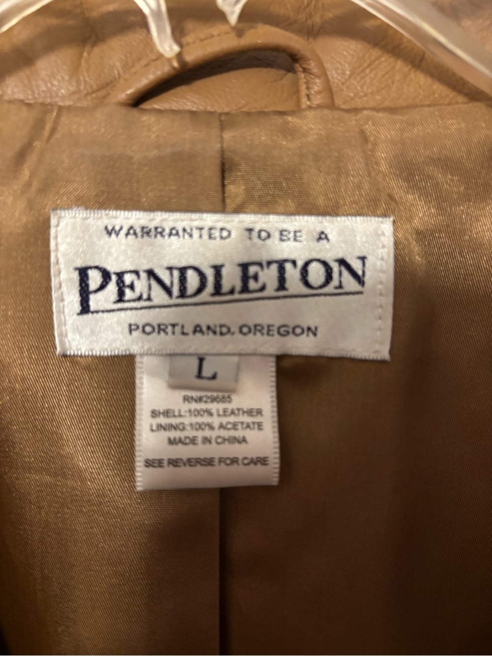 Pendleton Brown Leather Blazer Jacket- Size L - Picture 5 of 7